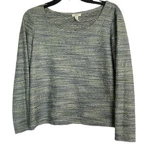 J. Jill Textured Green Blouse Short Sleeves Round Neck Stretch Size Medium